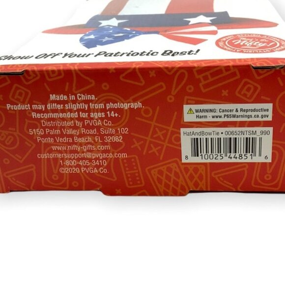 Uncle Sam Top Hat and Bow Tie Set Patriotic 4Th of July Flag Apparel - Picture 5 of 10